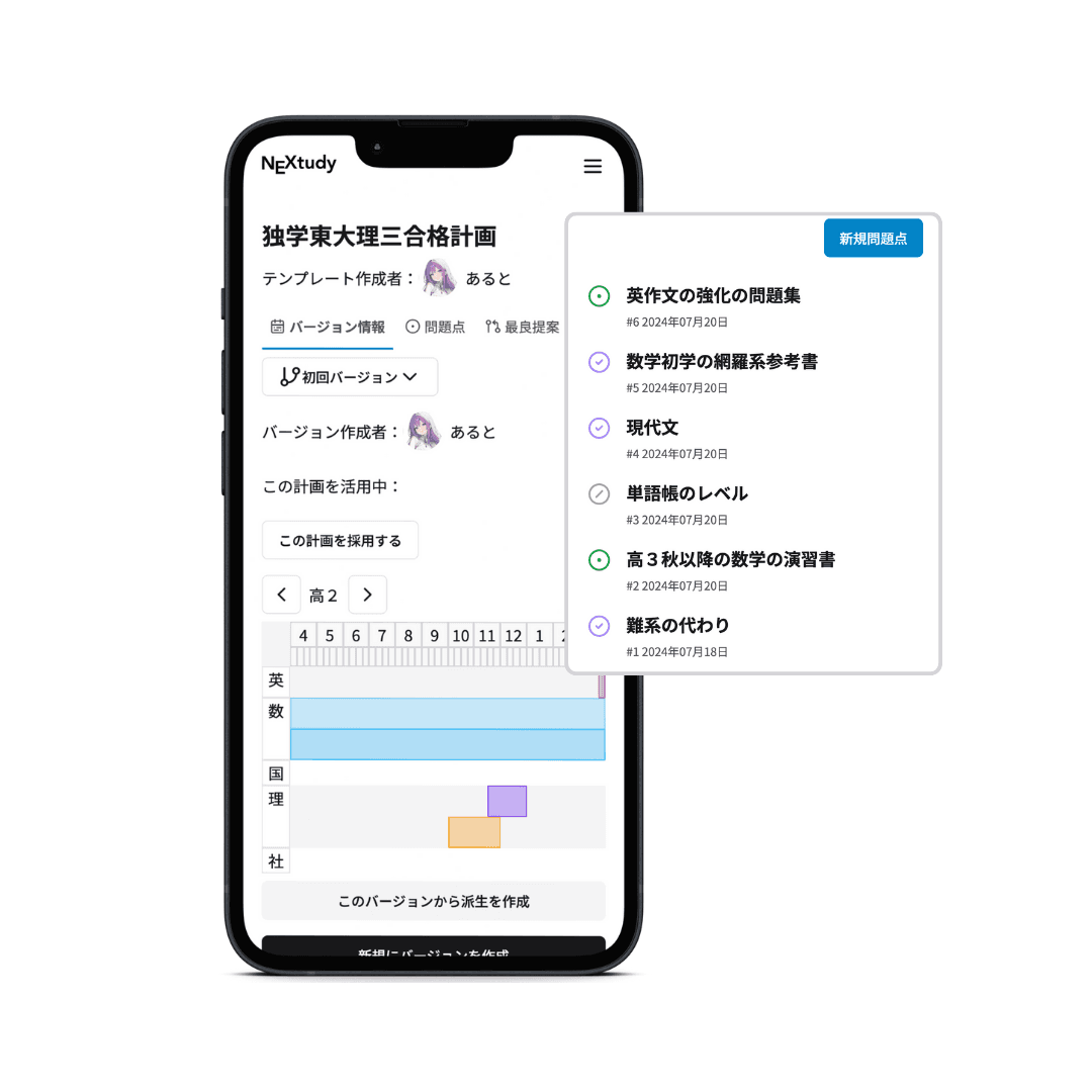 志望校ごとの学習計画を作成・議論